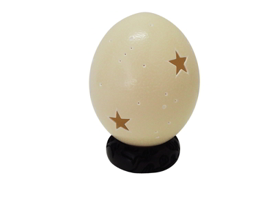 Carved Decorative Ostrich Egg - 10 (Pattern Big Stars)